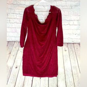 RUE21 off shoulders, long sleeve, red lace body con dress size XL